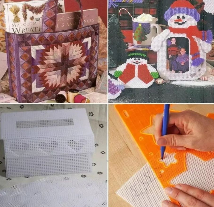 İğne İzi Dikdörtgen Kanvas Plastik Çanta Kanvası, Cüzdan Kanvası, El Yapımı Çanta Handmade Çanta beyaz görsel 5
