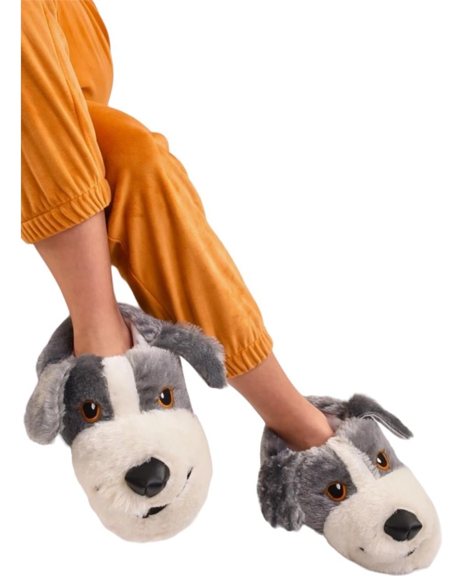 Liger Unisex Sevimli Köpek Figürlü Kaymaz ve Ses Yapmaz Taban Ev Panduf Pudra görsel 8