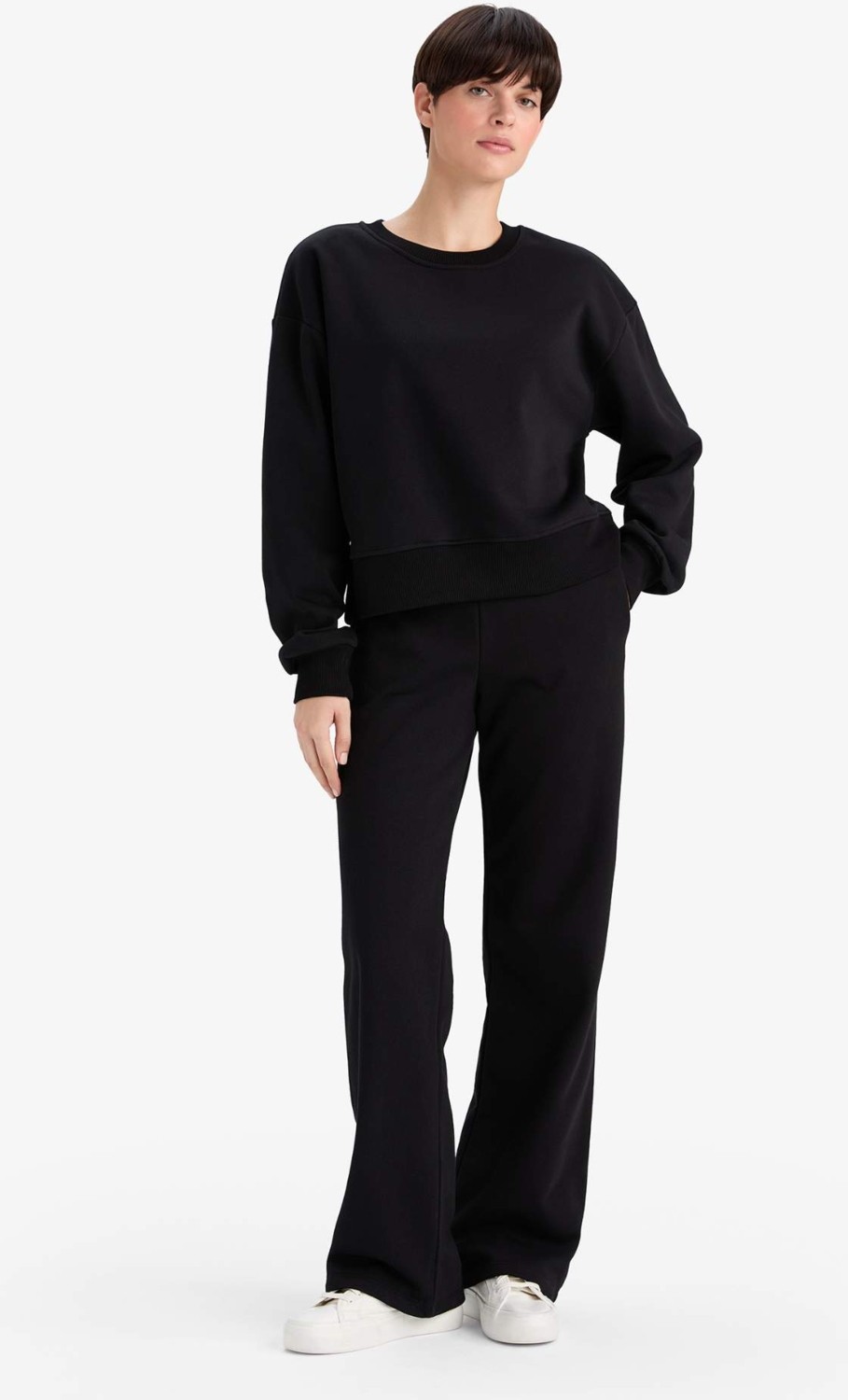 DeFacto Straight Fit Basic Cepli Yüksek Bel Eşofman Altı B8571AX25AU görsel 3