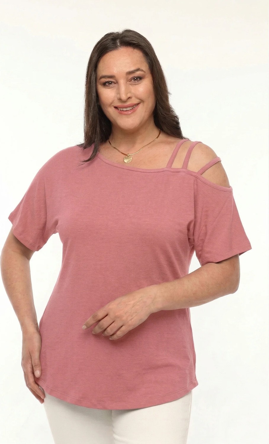 Curvy Trend Büyük Beden Asimetrik 3 Askı Biyeli Kısa Kol Bluz