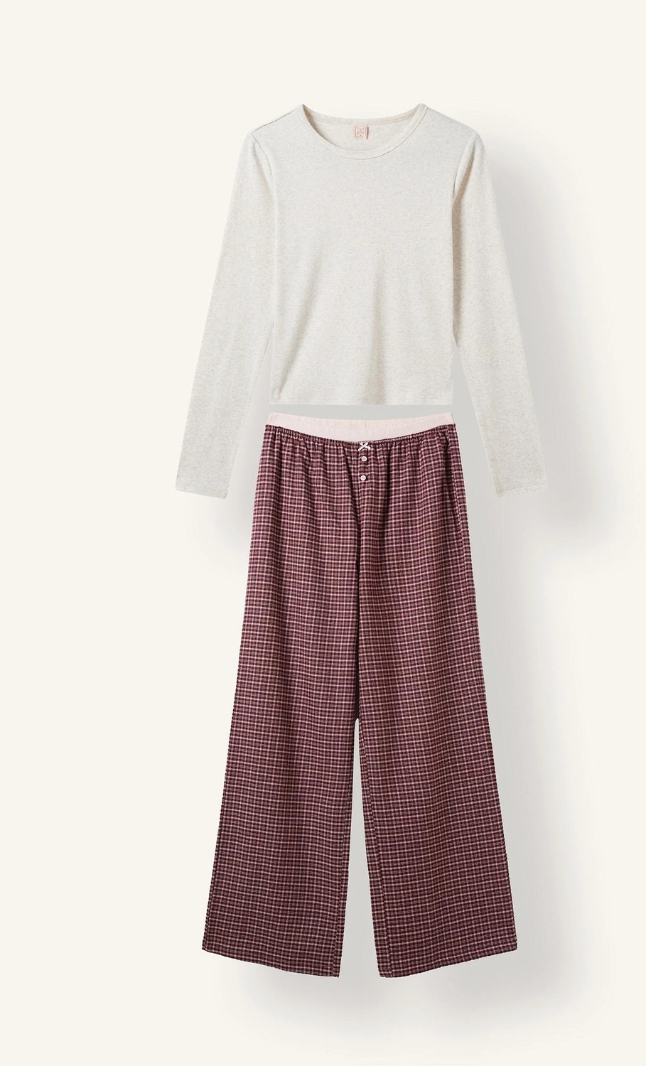 DeFacto Regular Fit Bisiklet Yaka Uzun Kollu Üst Ekose Desenli Geniş Paça Alt Flanel Pijama Takımı H4398AX26AU görsel 5