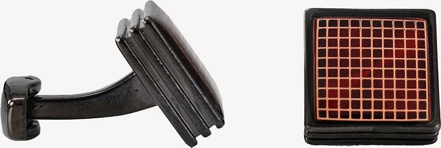 Ysf Erkek Bordo Kareli Kol Düğmesi görsel 2