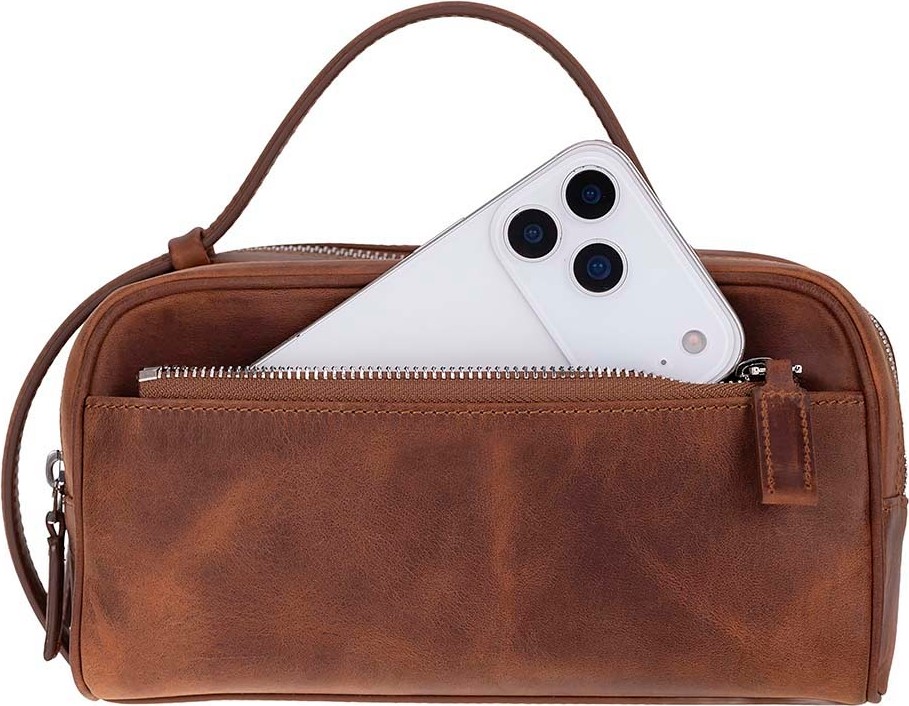 BloominBag Mıren Saddle Heritage Hakiki Deri Unisex Seyahat Bakım & Organizer Clutch Çanta görsel 7