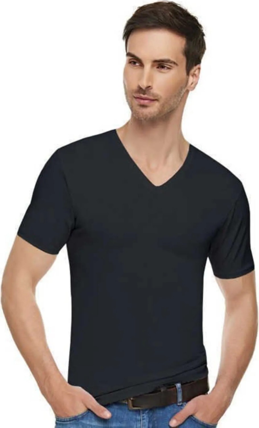 Elit Erkek V Yaka Elastan Atlet 2li Paket 1303-SİYAH-2XL