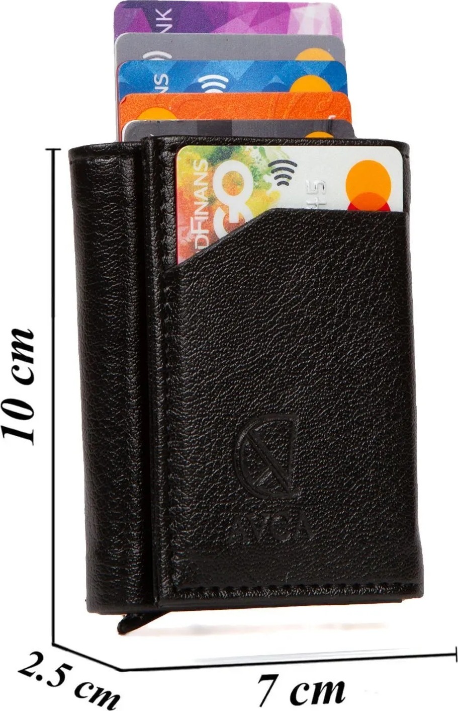 Avca Erkek Siyah Orijinal Mekanizmalı Nakit Para Bölmeli RFID Hırsızlık Koruyuculu Özel Kutulu Çıtlı Deri Cüzdan Kartlık görsel 5