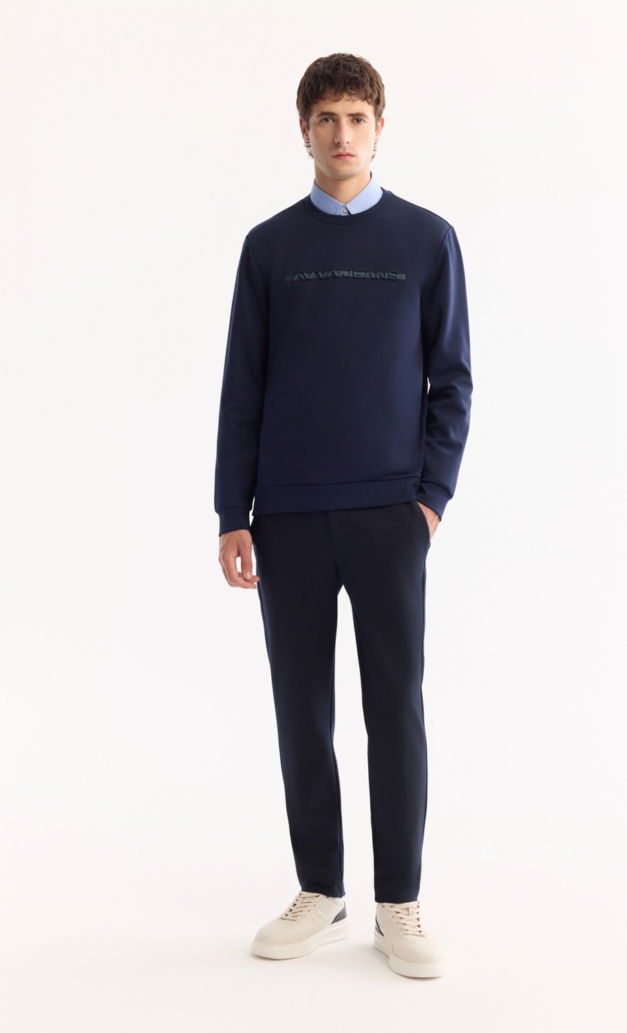 AVVA Erkek Lacivert Bisiklet Yaka Pamuklu Bi-Stretch Baskılı Regular Fit Sweatshirt A52Y1210 görsel 6