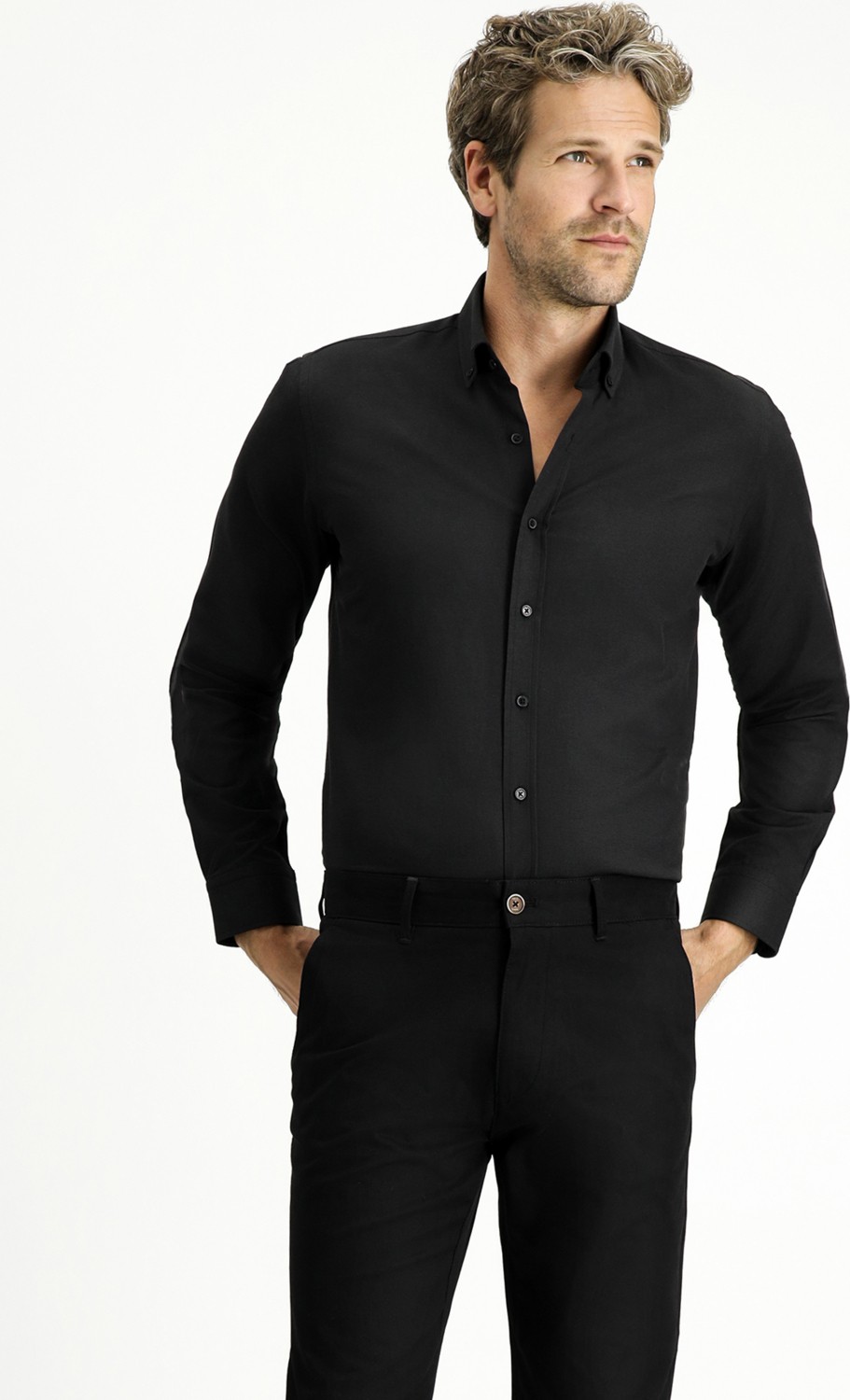 Kiğılı Uzun Kol Slim Fit Düğmeli Yaka Pamuklu Kolay Ütülenebilir 4 Mevsim Oxford Gömlek