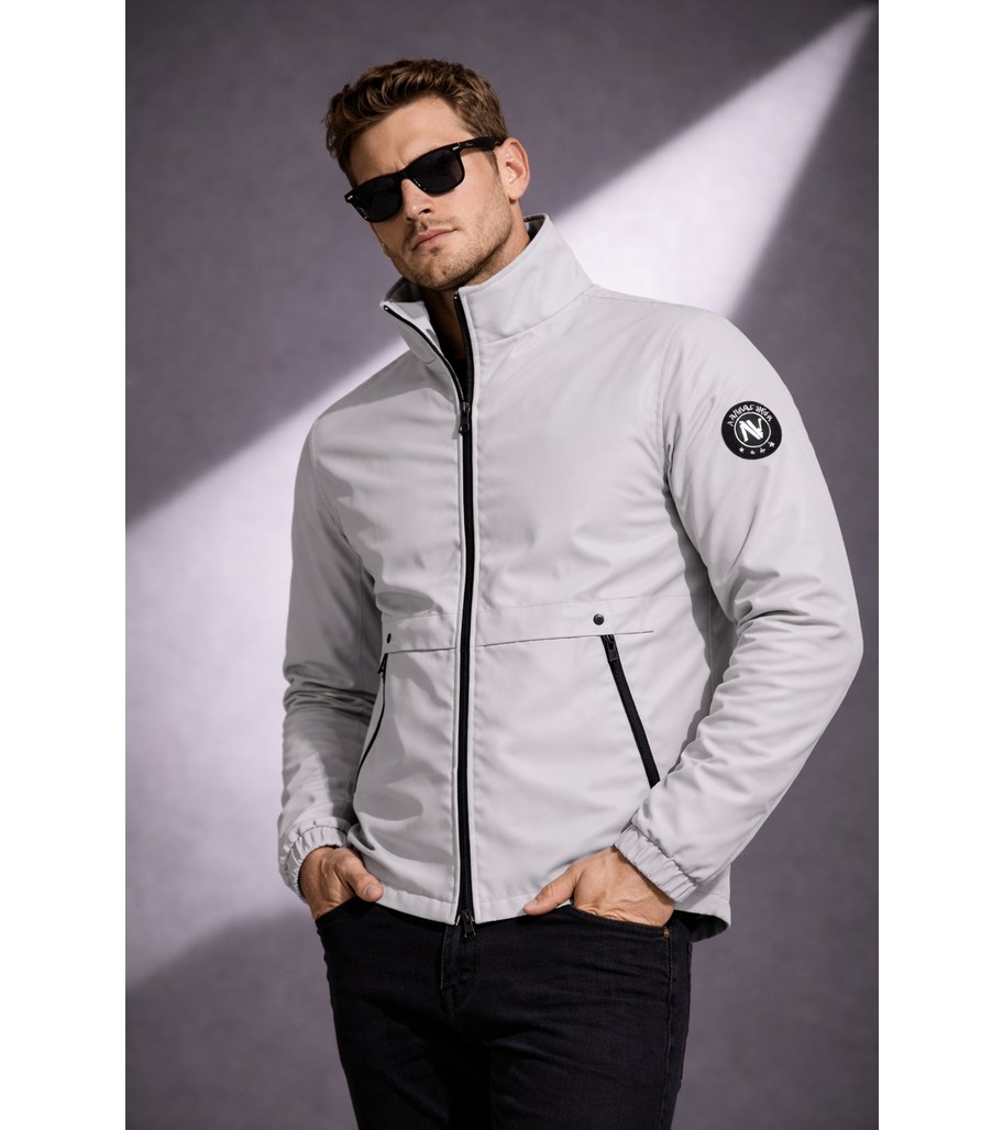 Nivaro Erkek Ceket Regular Fit Dik Yaka Fermuarlı Modern Stil Mevsimlik Mont görsel 2