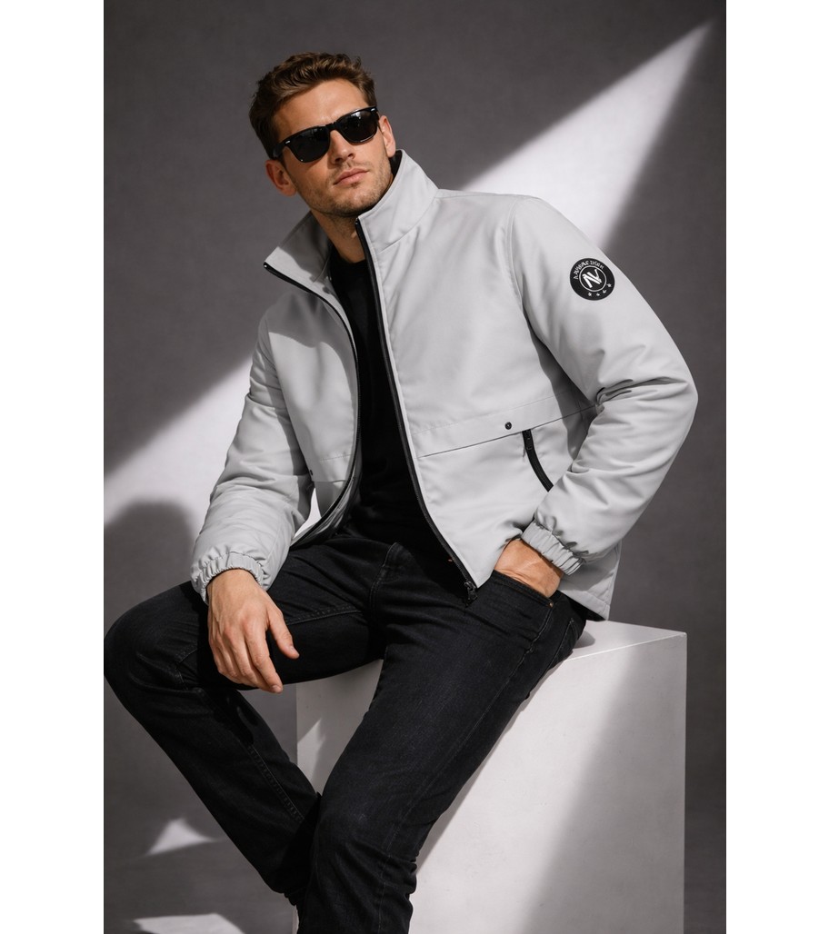 Nivaro Erkek Ceket Regular Fit Dik Yaka Fermuarlı Modern Stil Mevsimlik Mont görsel 4