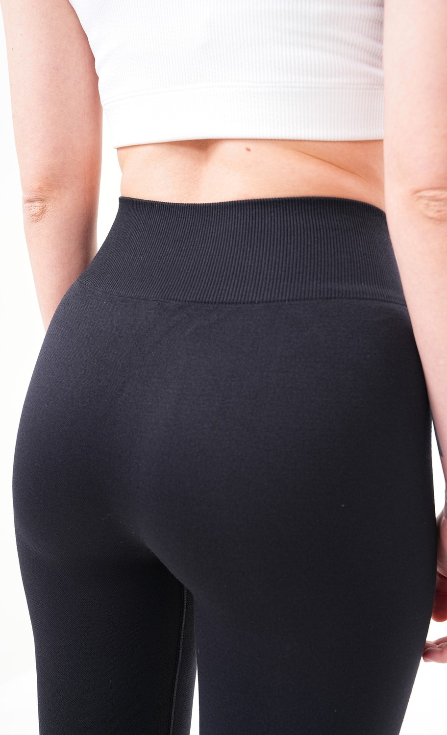 Mistirik Alnus Örme Model Spor Taytı Sıkılaştırıcı Etkili Yüsek Bel Düz Tayt Siyah Renk görsel 3