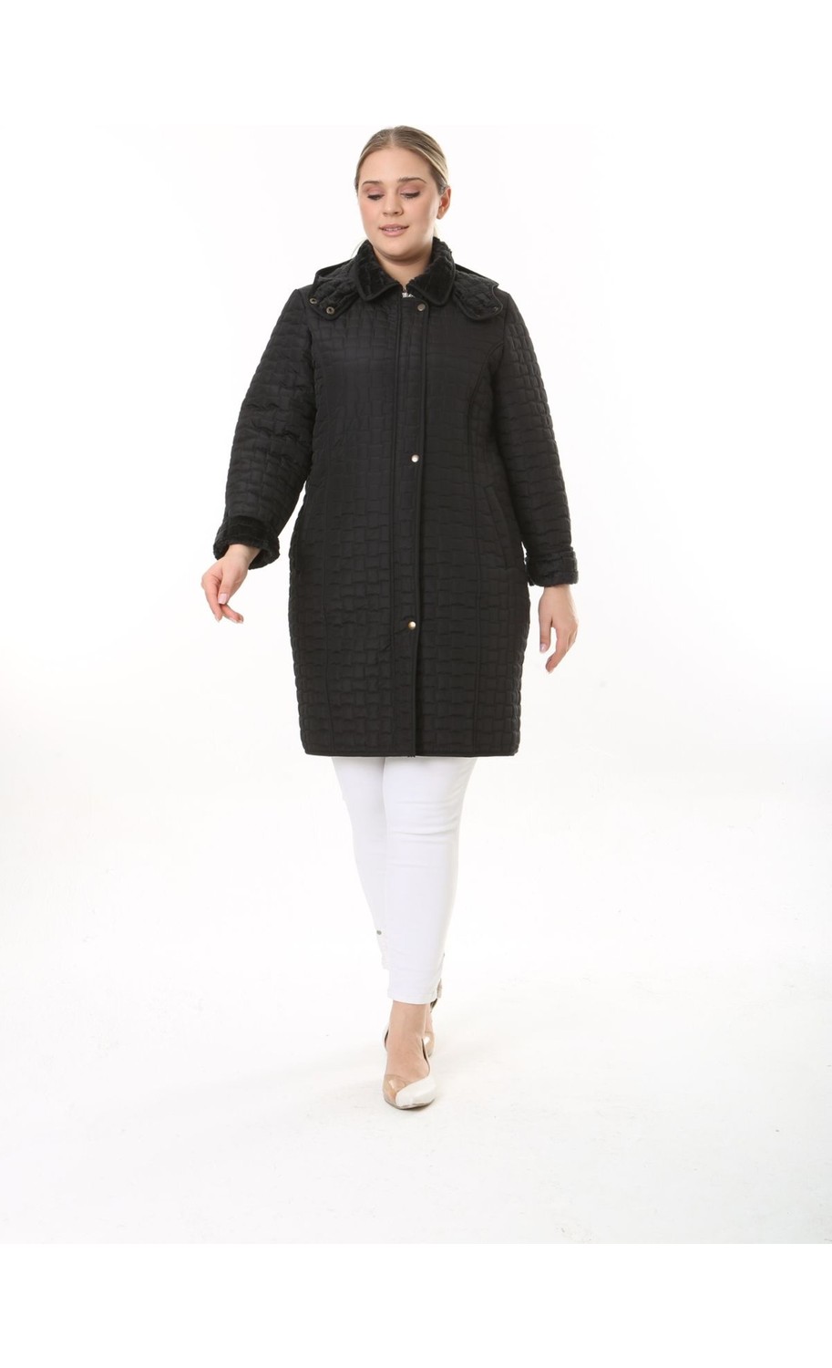 TUTveAL Collection Kapitone Mont, Kaban, Içi Kürklü Kapitone Mont ,büyük Beden Mont, Su Itici Mont, Vizon Rek görsel 3