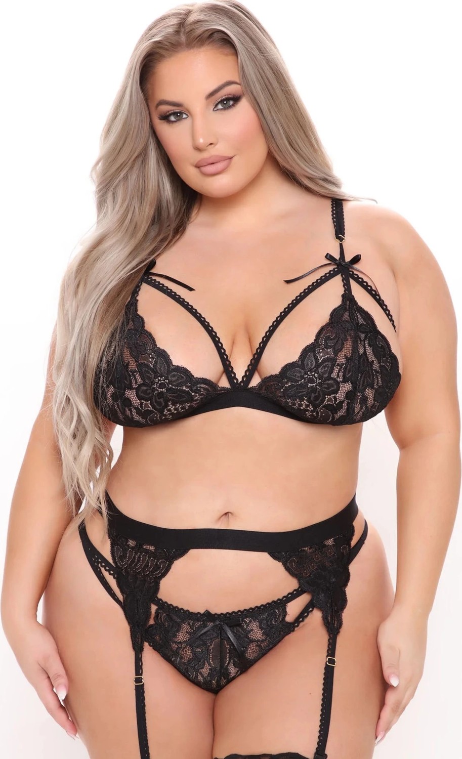 İlkyaz Fashion Siyah Dantelli Büyük Beden Jartiyer Takımı TM1296 LNRS-BILKYZ34