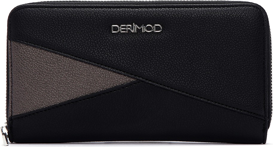 Derimod Kadın Siyah Cüzdan 000A2D550714 Şık Tasarım Kartlık Bölmeli Fermuarlı Model
