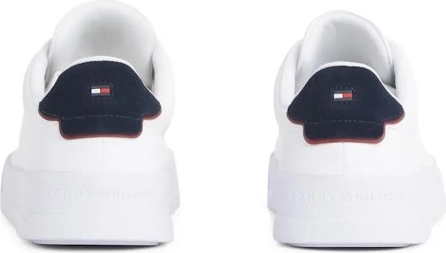 Tommy Hilfiger Erkekler İçin Tommy Hilfiger Th Court Lth Detaıl Ess Beyaz Düz Taban Ayakkabı Konforlu Kullanım görsel 8