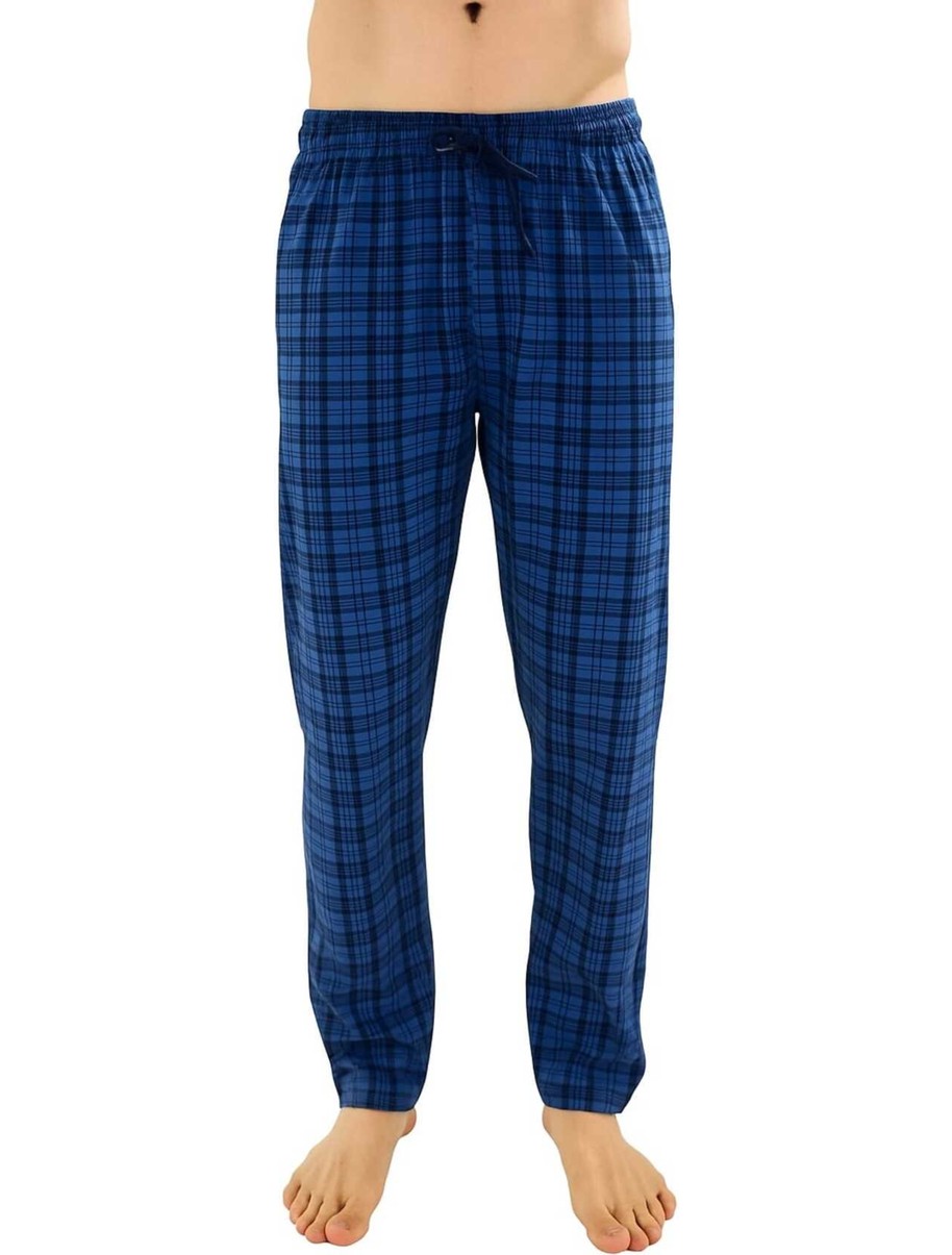 Düven Erkek Pamuklu Antrasit Ekose & Lacivert 2'li Tek Alt Pijama - Mevsimlik Pijama Altı görsel 2