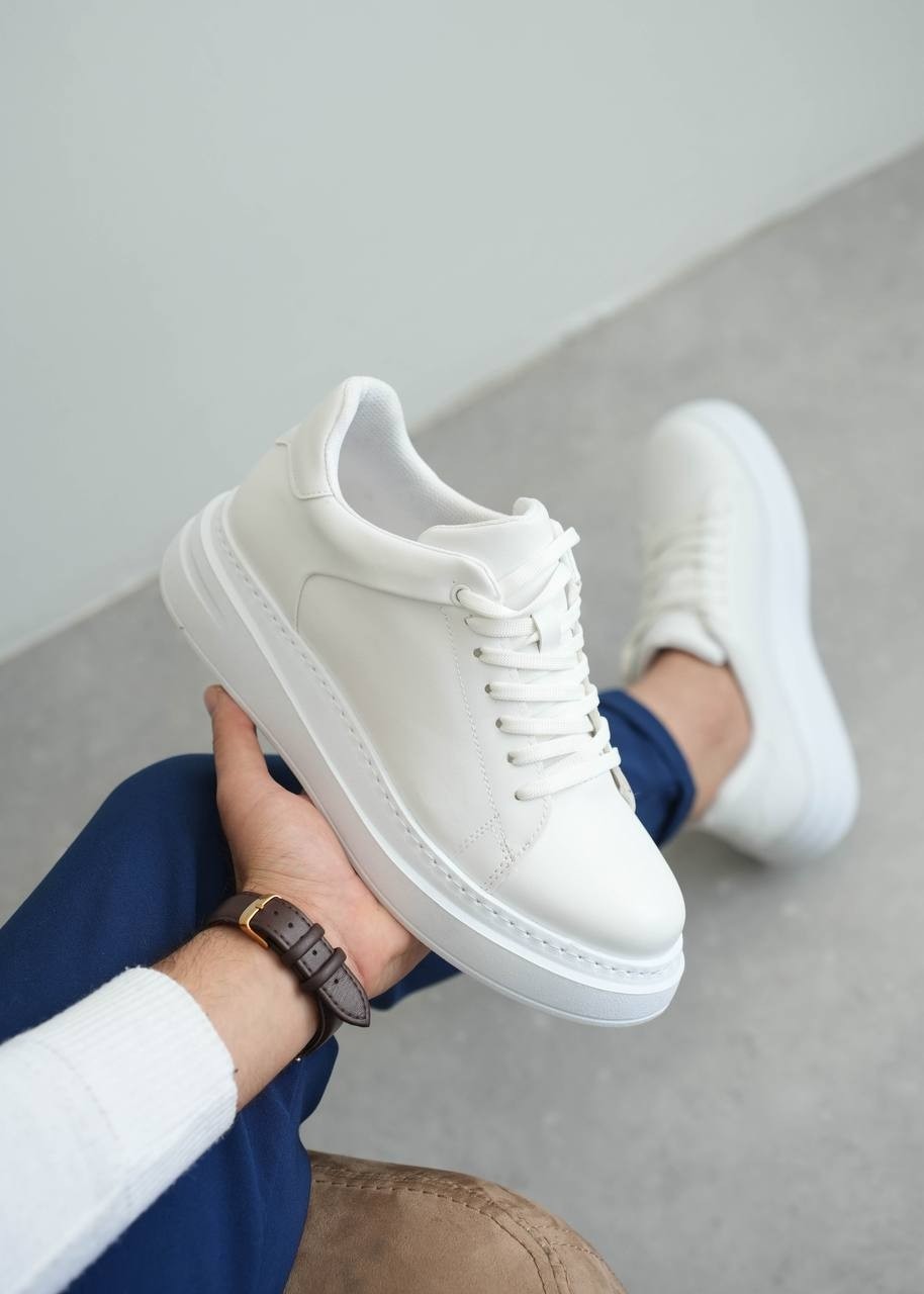 Zapatos Kb-B2 Erkek Günlük Bağcıklı Cilt Spor Sneaker Ayakkabı Cbt - Beyaz görsel 2