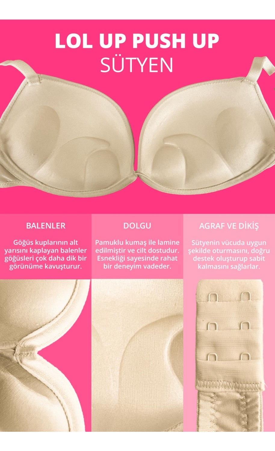 Cottonhill Lol Up Push Up Balenli Sütyen 3'lü Paket görsel 3