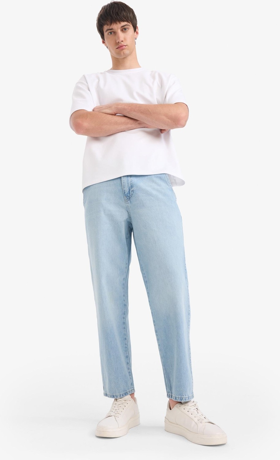 DeFacto %100 Pamuk Relax Fit Geniş Paça Jean Kar Yıkamalı Pantolon E1376AX25SM görsel 3