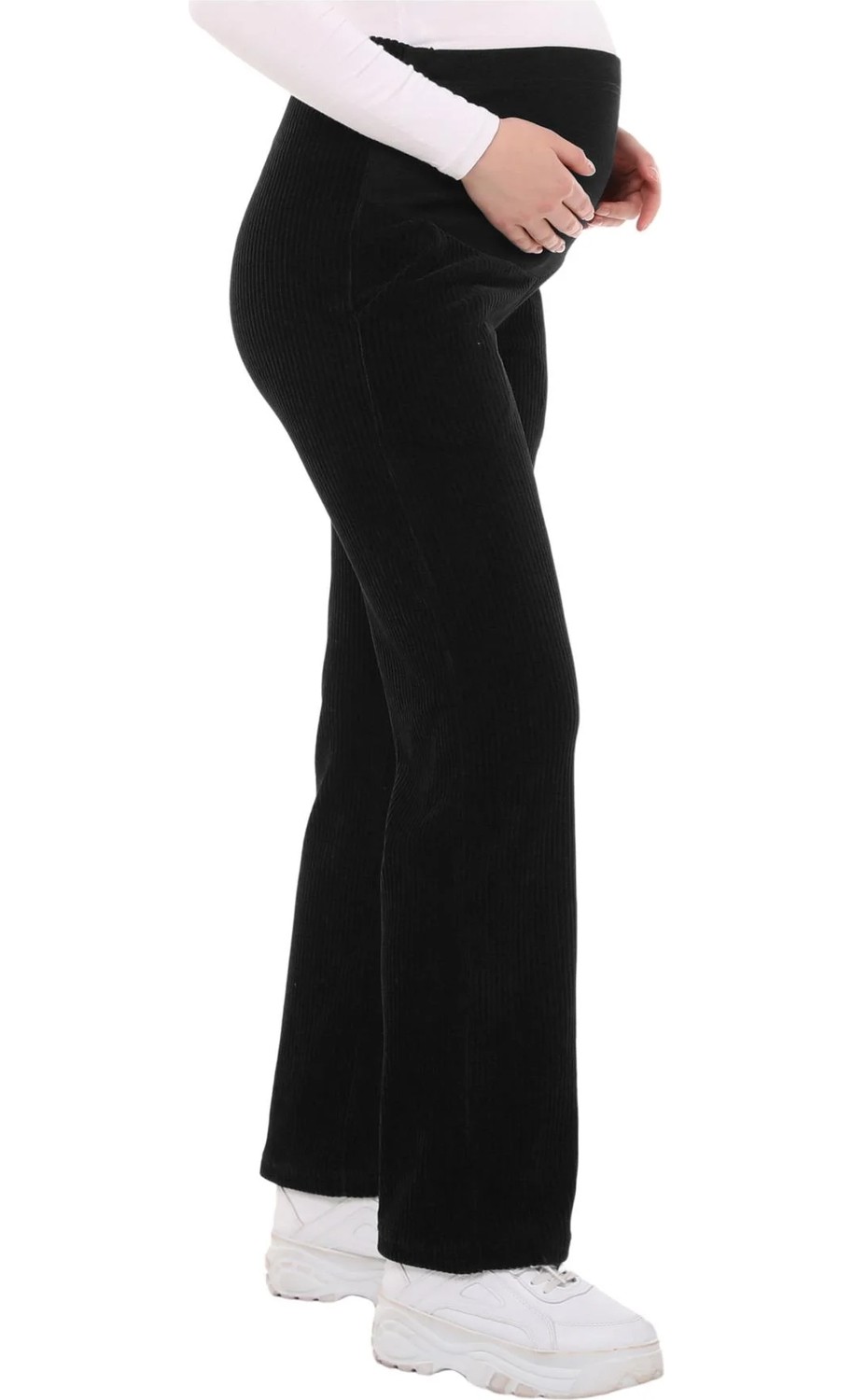 Luvmabelly MYRA8510 Beli Ayarlanabilir Kışlık Kadife Hamile Pantolonu -Siyah görsel 3