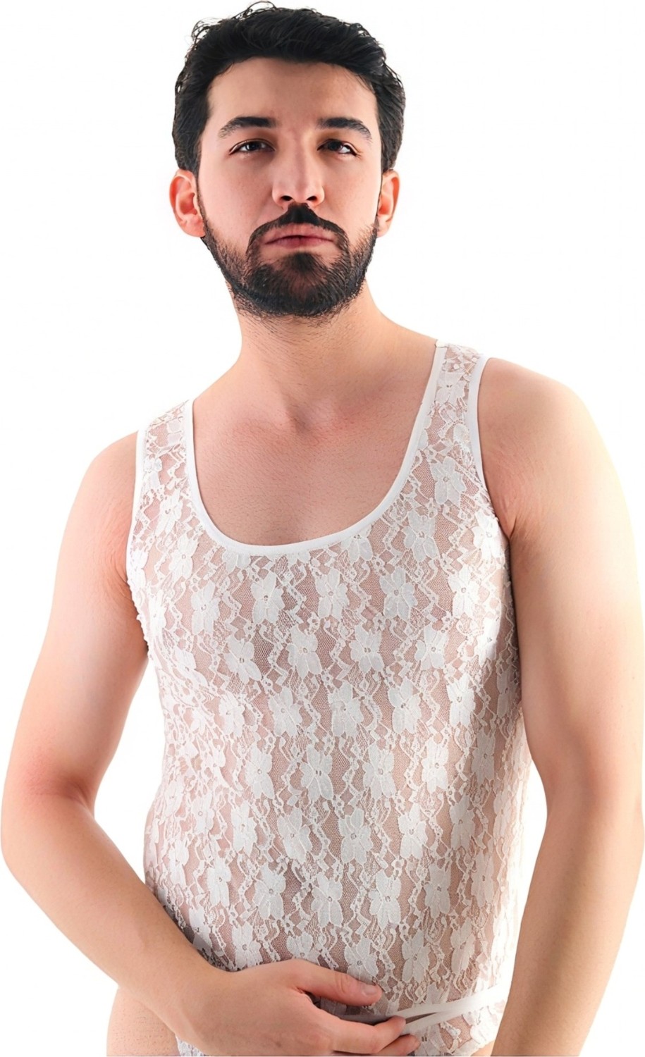 JEU JEU Shıver Dantel Transparan Fantezi Erkek Takımı (Slip & Atlet Takım)