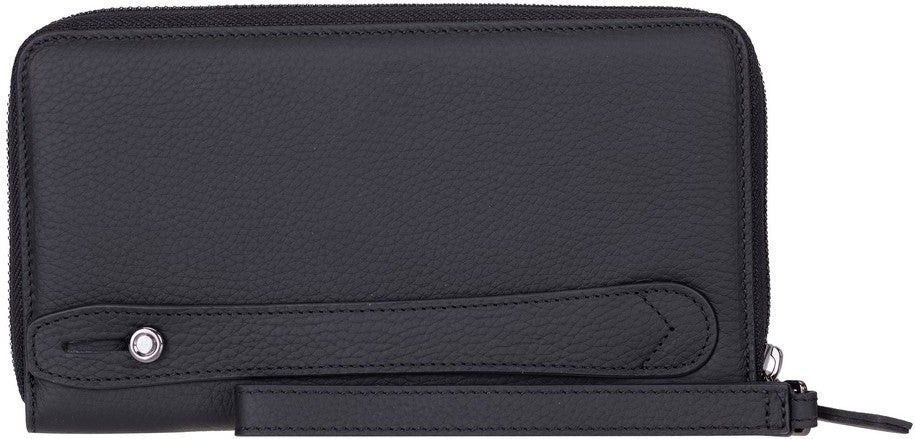 BloominBag Bloomporter Shadow Black Hakiki Deri Telefon Bölmeli Cüzdan görsel 5