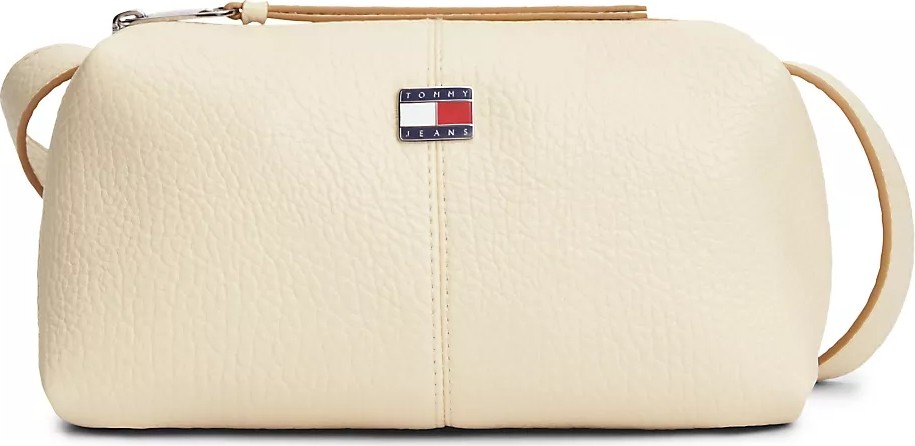 Tommy Hilfiger Kadın Kalın Askı Th Metal Logo Deri Fermuar Kapama Bej Omuz Çantası AW0AW18775-ACX görsel 6