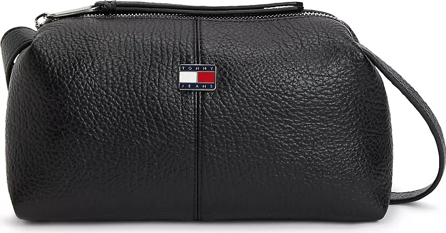 Tommy Hilfiger Kadın Kalın Askı Th Metal Logo Deri Fermuar Kapama Bej Omuz Çantası AW0AW18775-ACX