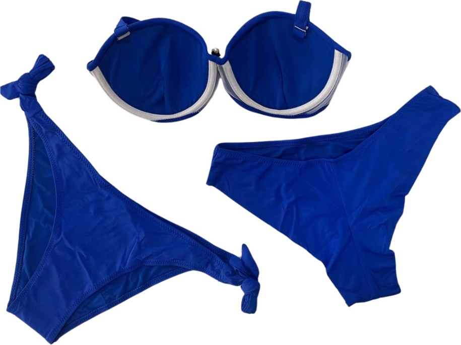 Hazelin Kadın Saks Mavi Taş Işlemeli Tokalı Astarlı Bikini Takım HZL24S-LC3306 görsel 3