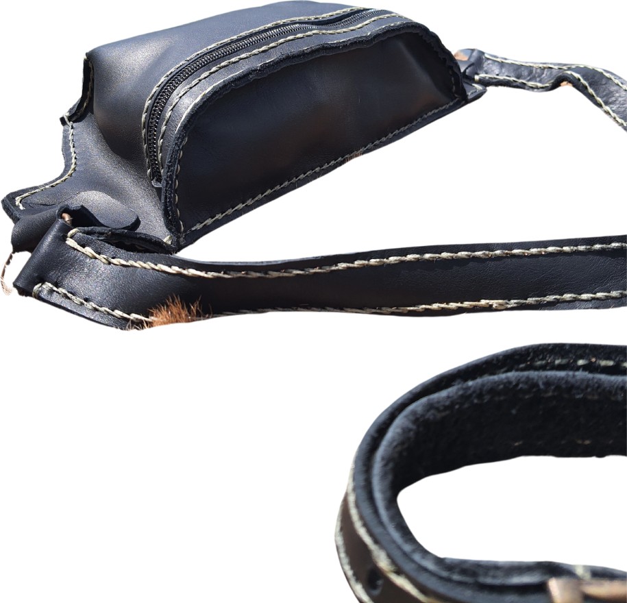 Semiramis Hermes Model Unisex El Yapımı Vintage El Dikişi Hakiki Crazy Deri Bel Çantası görsel 3