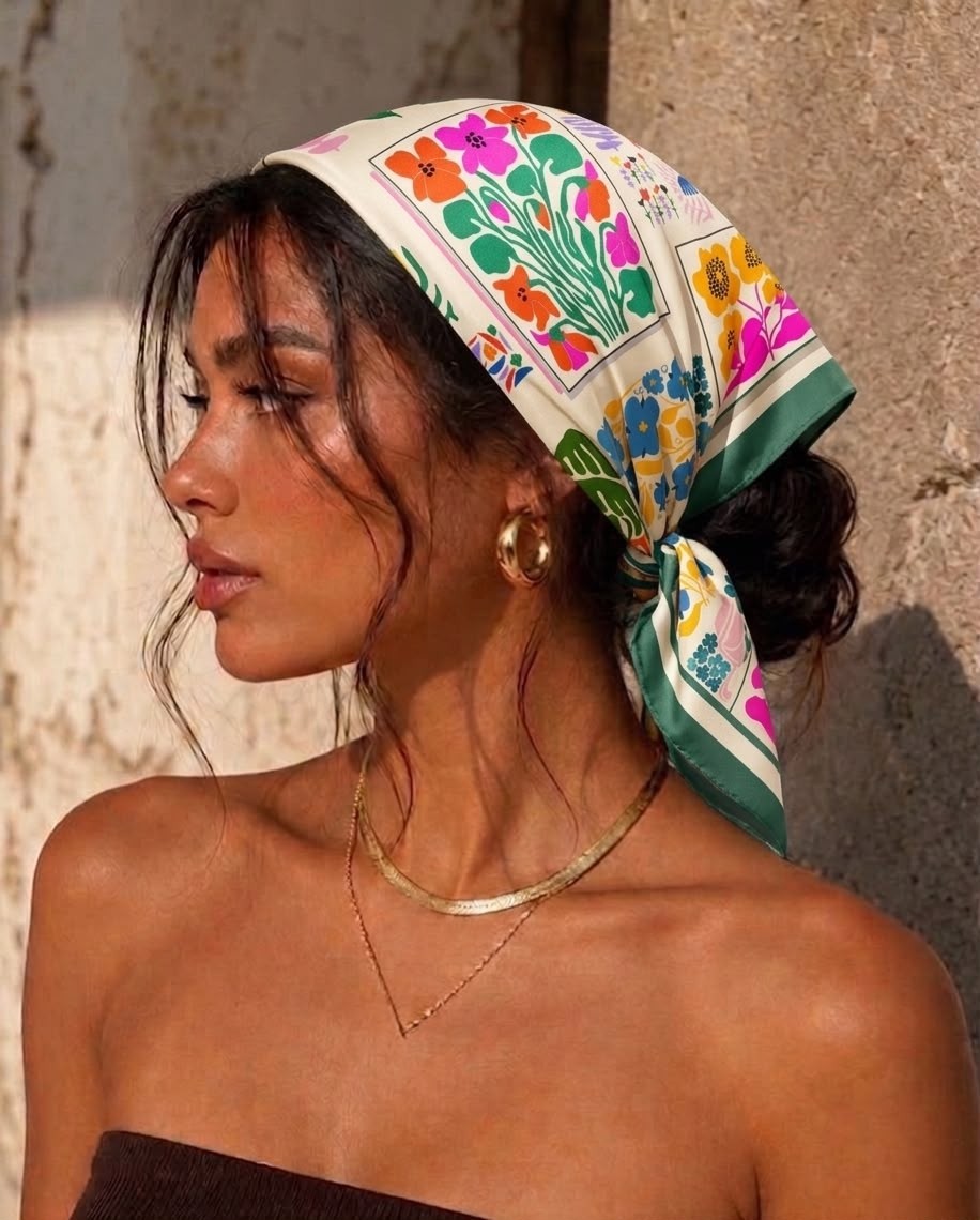 Revam Collection Kadın Desenli Fular Bandana Şal