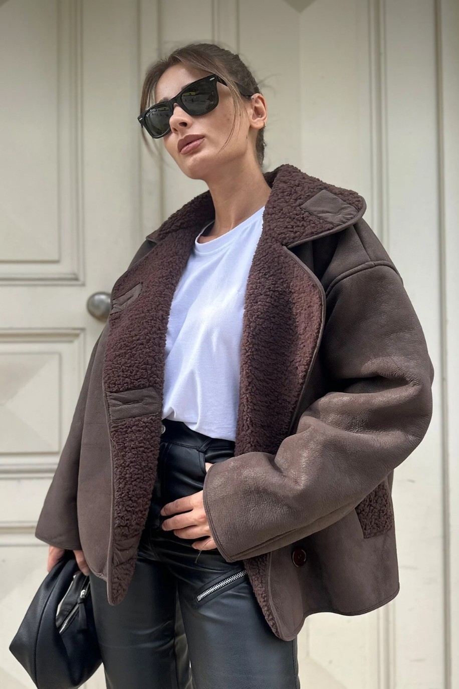 Moda Armanc Kadın Oversize Içi Kürklü Süet Deri Mont - Içi Peluşlu Yumuşak Dokulu görsel 8