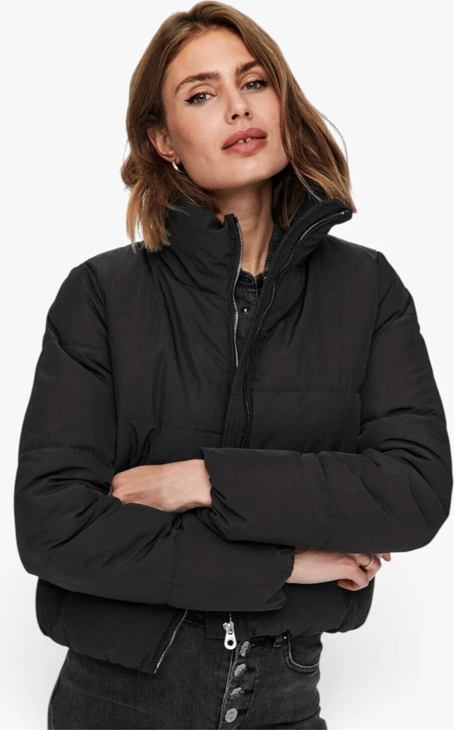 Only Onldolly Short Puffer Jacket Otw Noos Kadın Mont 15205371 Black görsel 4