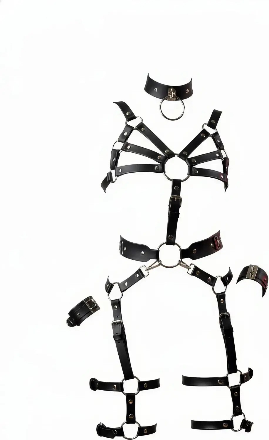 MTM My The Mall Giyim Siyah Harness Takım Deri Halka Detaylı Vücut Seti - BRF1267