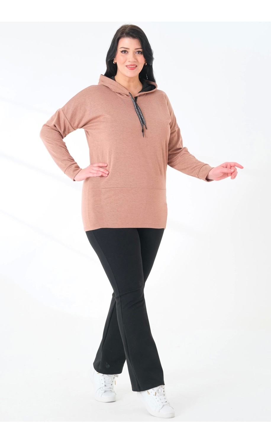 Lady Majestic Büyük Beden Kapüşonlu Sweatshirt görsel 8