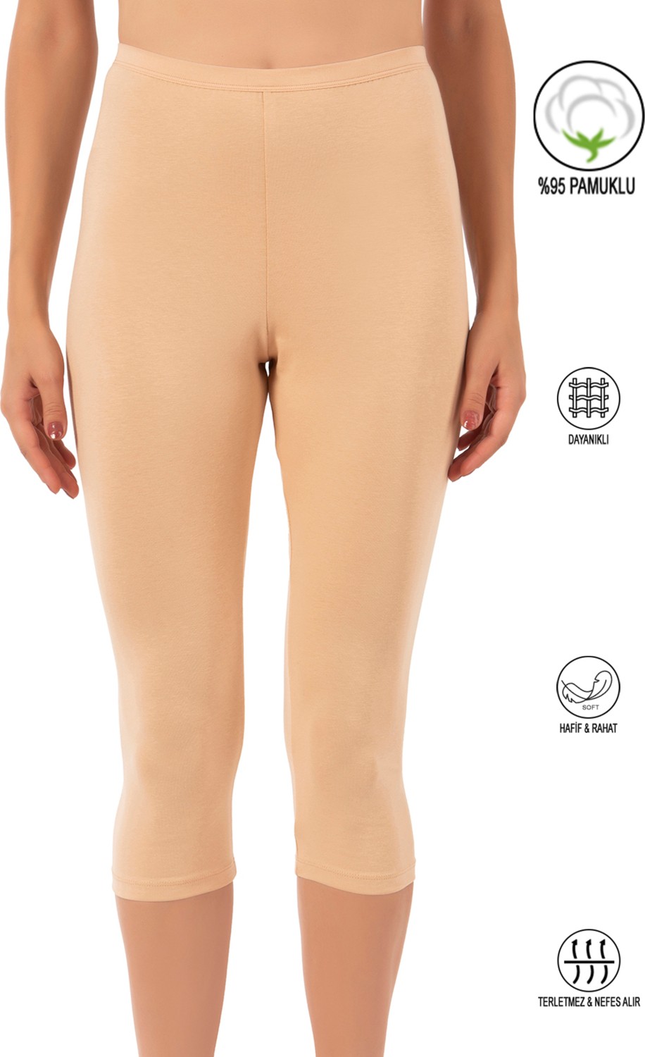 Özkan Underwear 0458 Kadın Pamuklu Likralı Süprem Kapri Tayt görsel 5