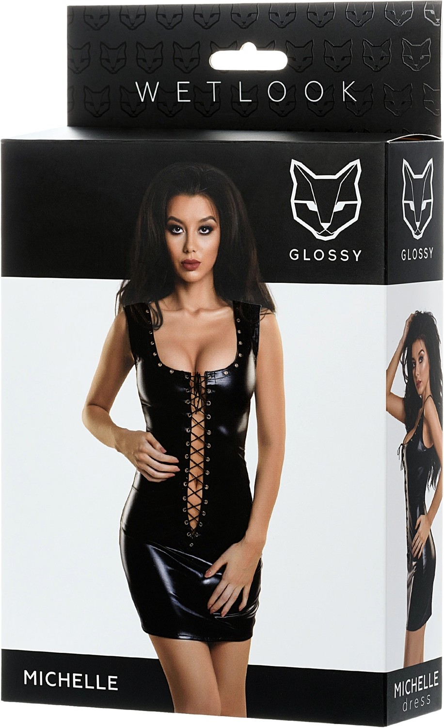 Vip Marketim Vipmarketim Glossy Mi̇chelle Deri Elbise, Perçinli, Wetlook , Siyah, M görsel 5