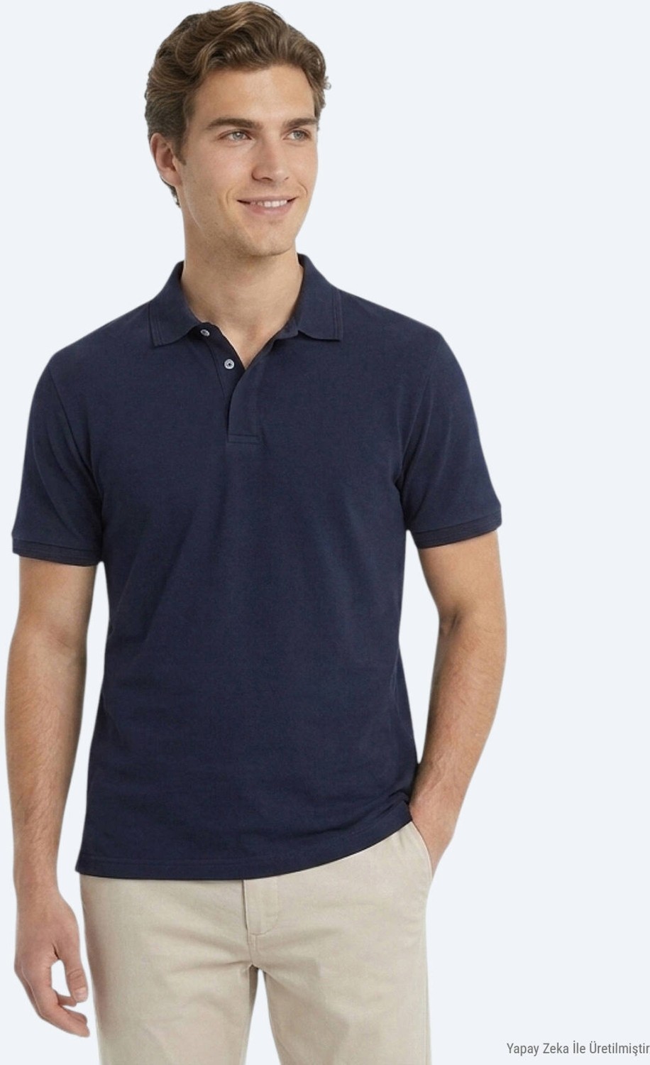 Kip Lacivert Düz %100 Pamuk T-Shirt