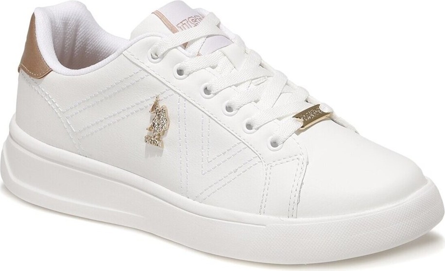 U.S. Polo Assn. Kadınlar İçin Exxy Beyaz Ayakkabı Düz Taban Malzeme ile Rahat Kullanım