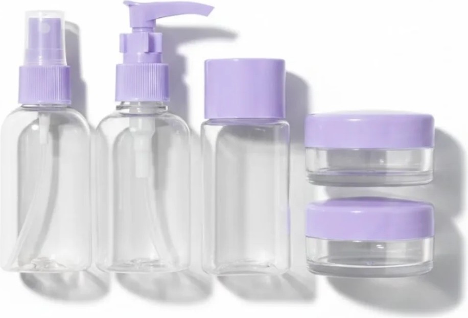 Şeffaf Seyahat Dolum Şişesi Seti 5 Parça Kozmetik Organizer görsel 4
