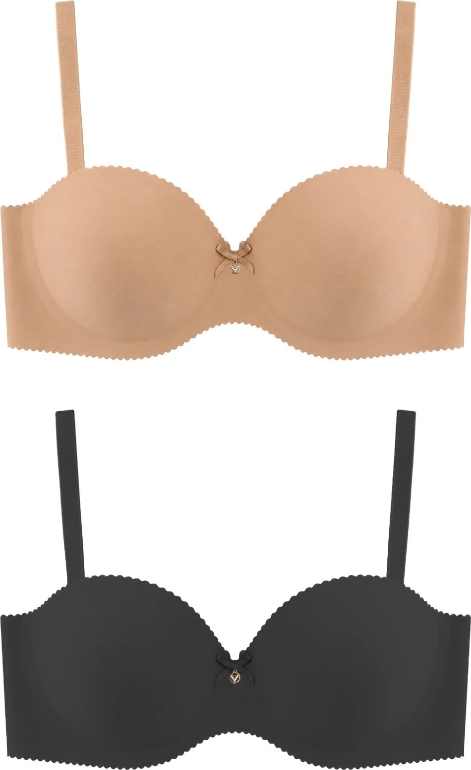 Cottonhill Seamless Bra - Serina | Balenli Lazer Kesim Yarım Dolgulu Push Up Straplez Kadın Sütyen 2'li Paket