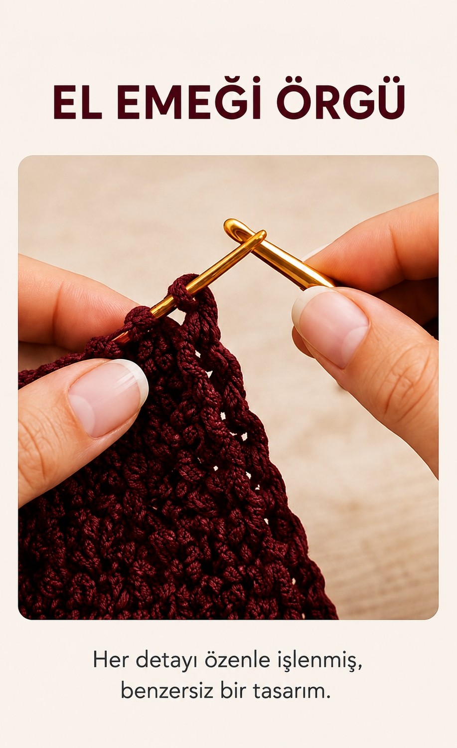 Holistic Kadın Örgü El Çantası Clutch Portföy Abiye Çanta El Yapımı Şık Günlük ve Davet Çantası Kızıl Kahve görsel 2