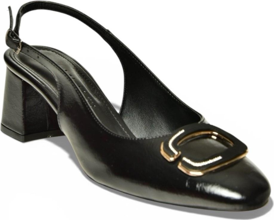 Fox Shoes Y820310160 Siyah Rustik Kalın Topuklu Kadın Ayakkabı görsel 4