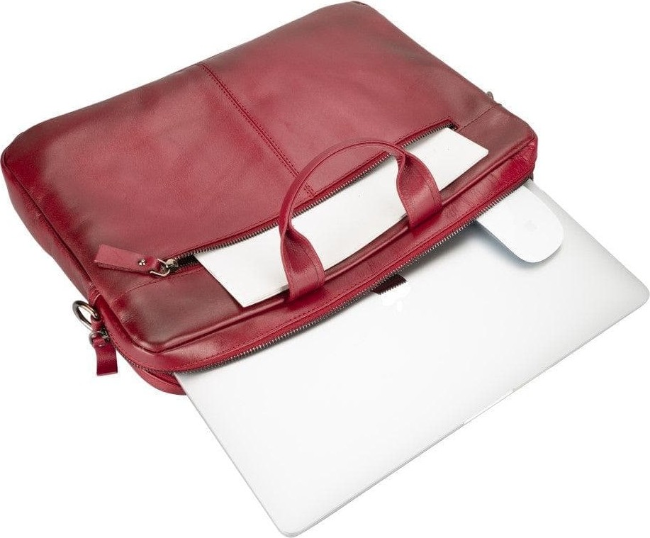 BloominBag Bloom Urban Shield 13"-14" Crimson Red Deri Laptop / Macbook Çantası görsel 8
