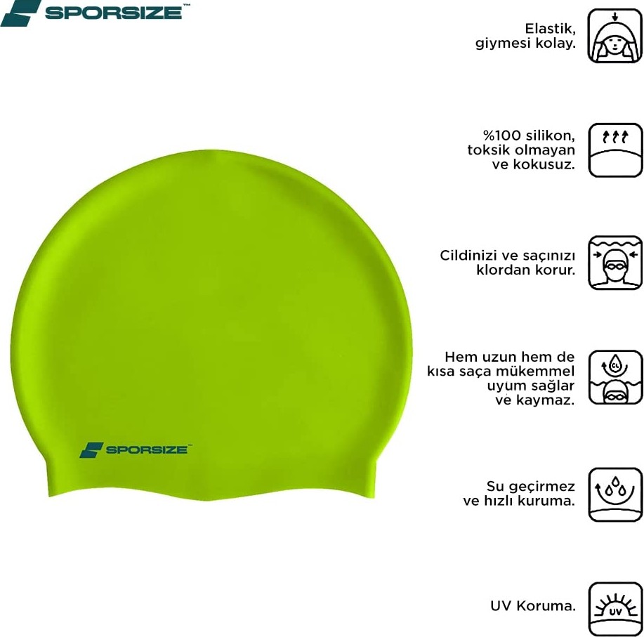 Die Grup Sporsize Silicone Swimming Cap - Deniz ve Havuz Silikon Yüzücü Bonesi (Lacivert) görsel 5