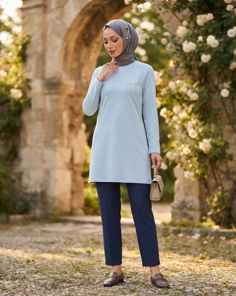 Plistre 1451_NAKIŞLI Basic Tesettür Tunik görsel 7