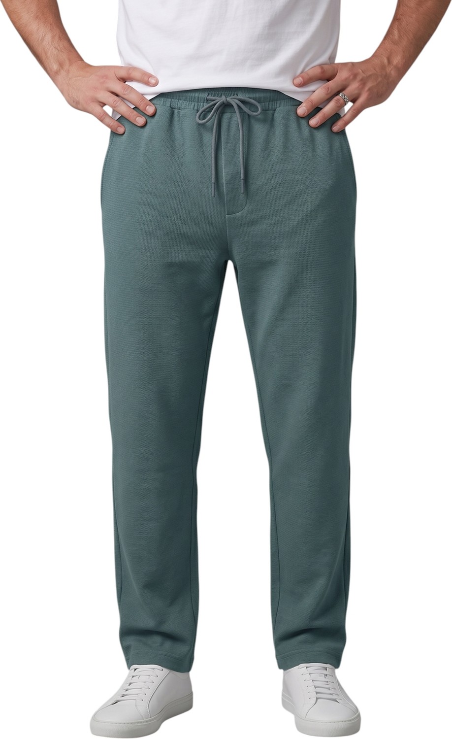 RizzUP Beyaz Baggy Style Likralı Lastikli Ipli Erkek Spor Pantolon 2600262 görsel 5