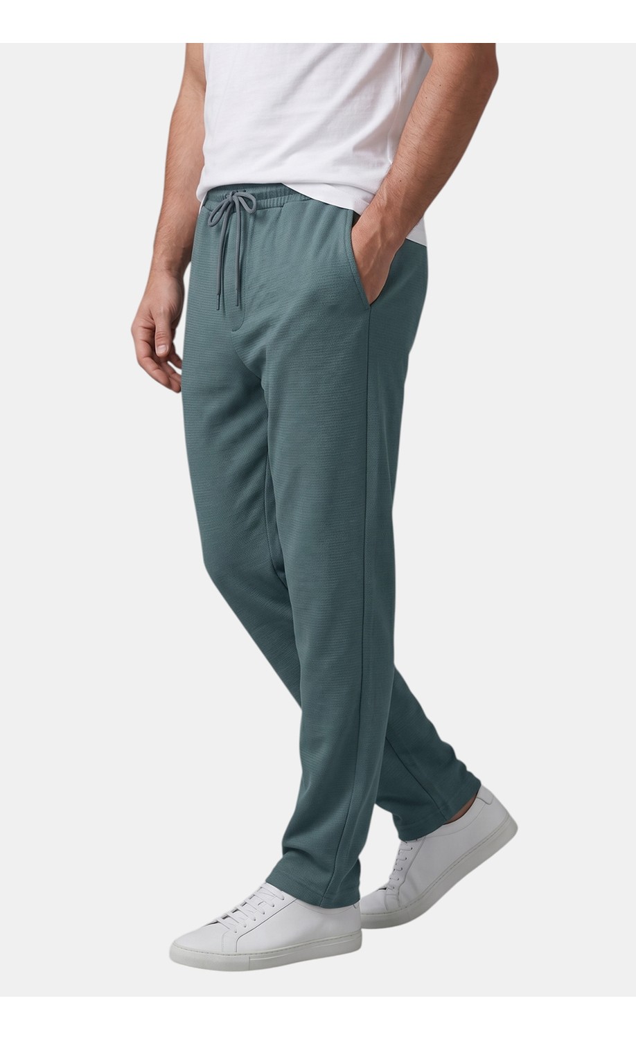 RizzUP Beyaz Baggy Style Likralı Lastikli Ipli Erkek Spor Pantolon 2600262 görsel 6