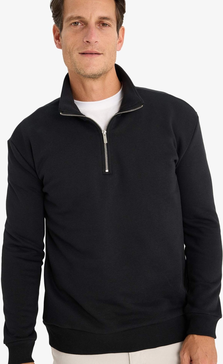 DeFacto Regular Fit Dik Yaka Yarım Fermuarlı Basic Sweatshirt X7405AZ25SP görsel 6