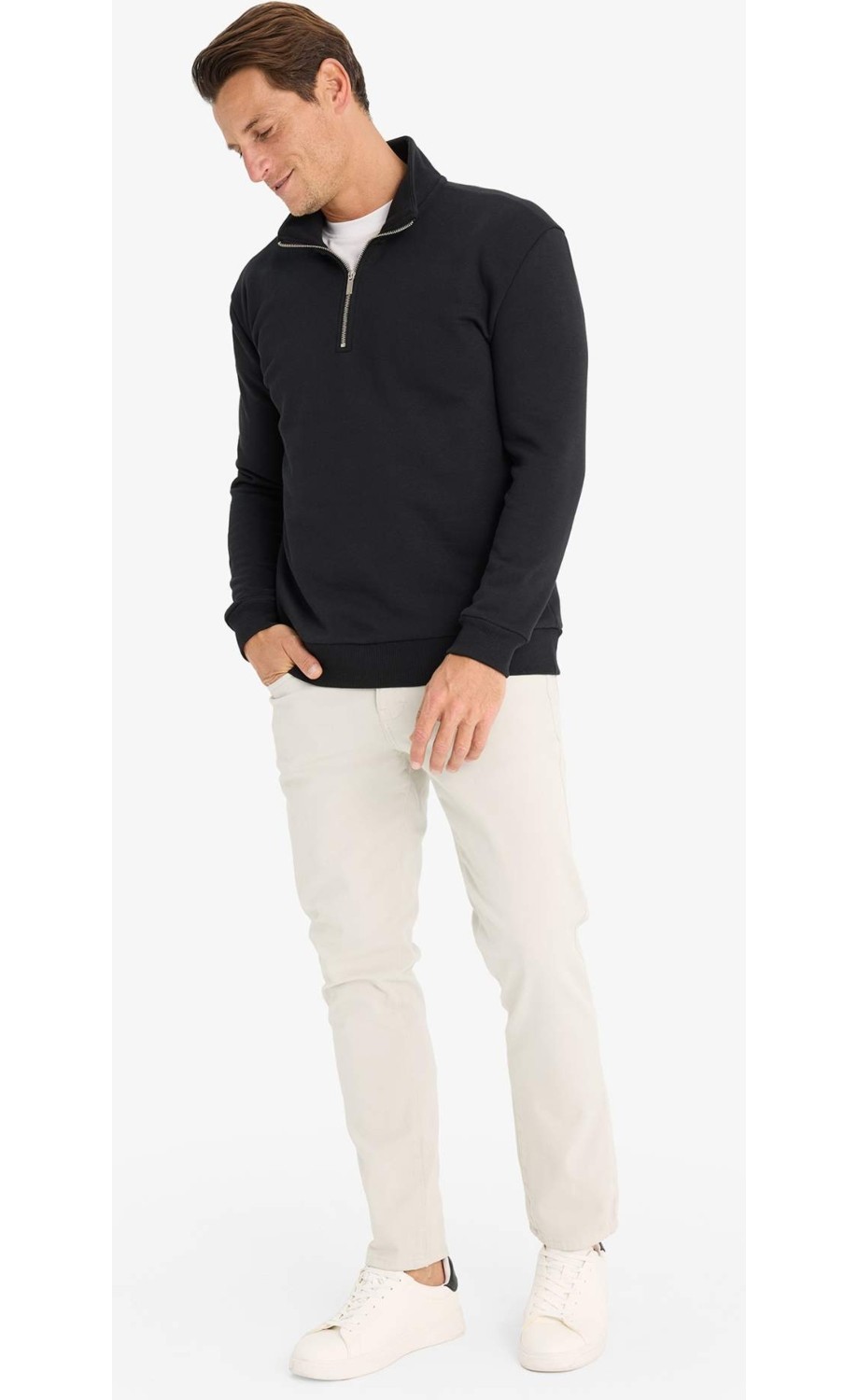 DeFacto Regular Fit Dik Yaka Yarım Fermuarlı Basic Sweatshirt X7405AZ25SP görsel 7