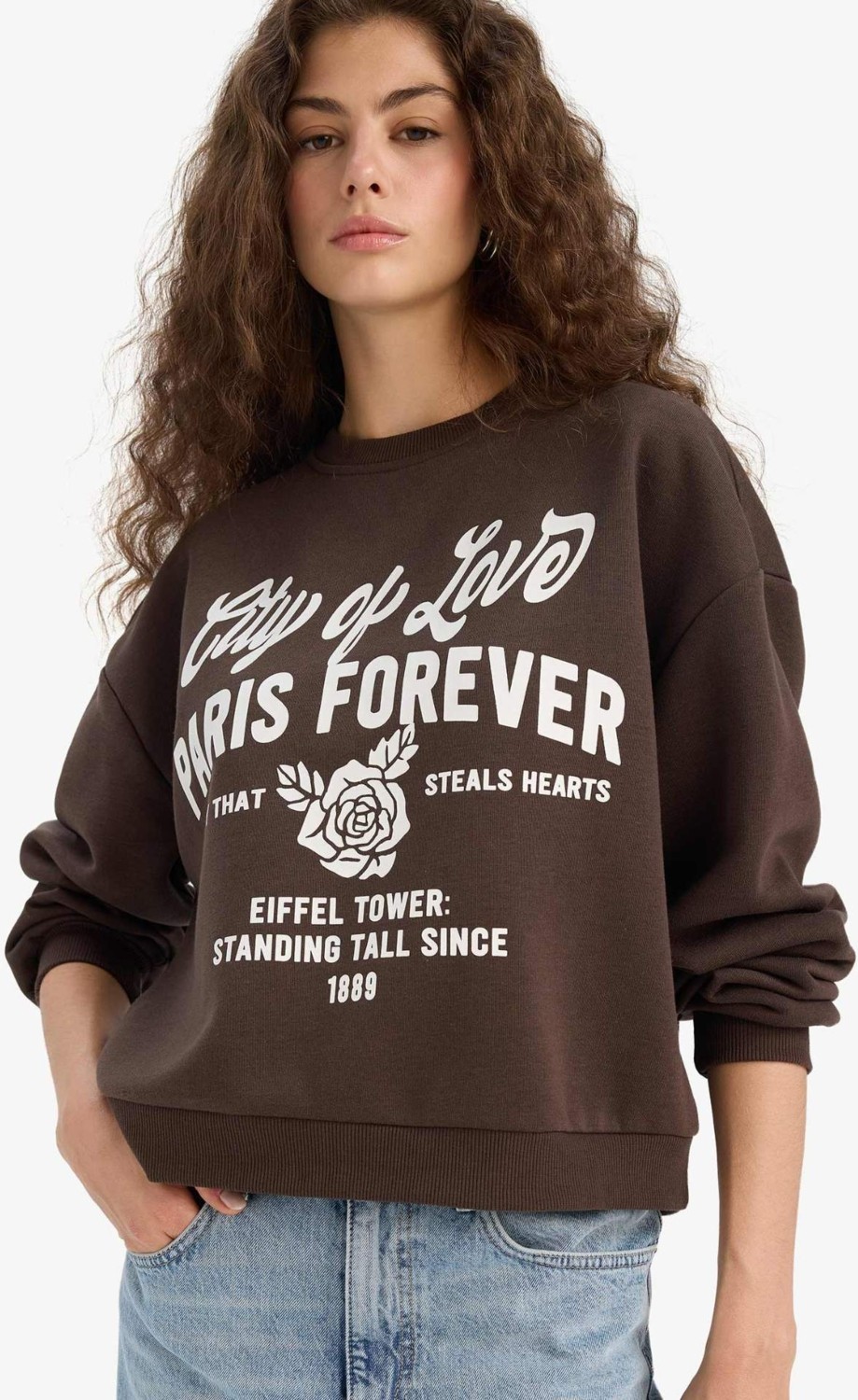 DeFacto Regular Fit Bisiklet Yaka Baskılı Sweatshirt E8602AX25WN görsel 6